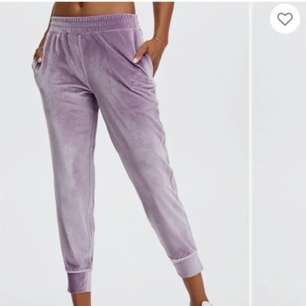 Fabletics DARIA Purple Velour Joggers LARGE